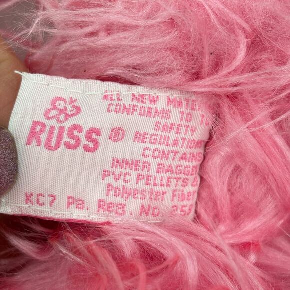 Russ Berrie Fuzzy Wuzzy Bunny Rabbit Plush Hot Pink Floppy Shaggy 14 Inch - Picture 7 of 8